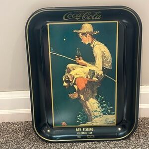 Coca Cola Norman Rockwell boy fishing tray 1935